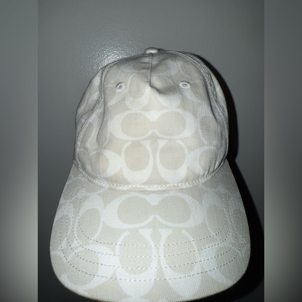 Coach Cream Patterned Cap - image 1